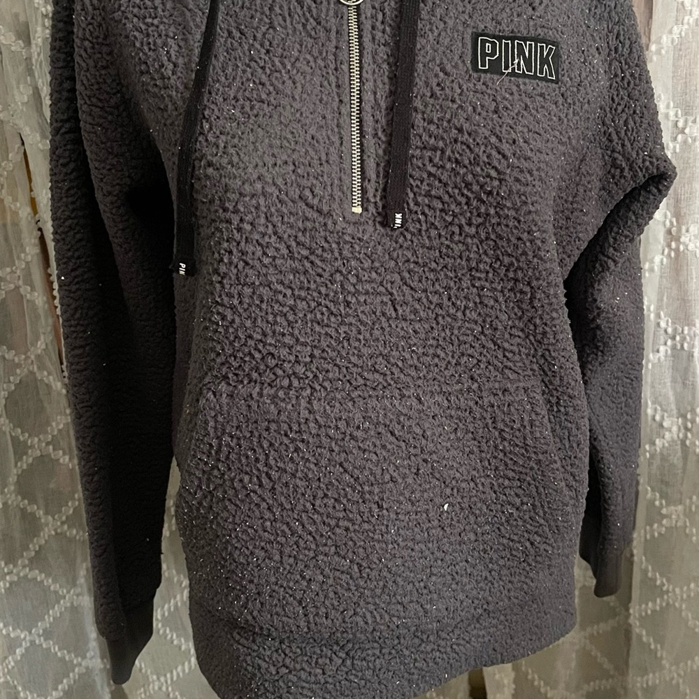 PINK Victoria's Secret Black Sherpa Sweater
